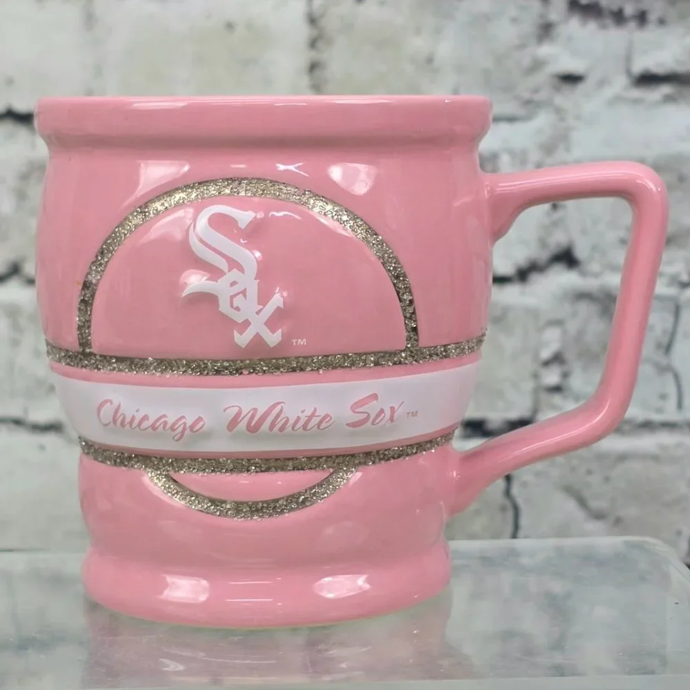 Chicago White Sox Pink Bling Coffee Mug Women’s MLB Baseball Ceramic Cup‎ EUC